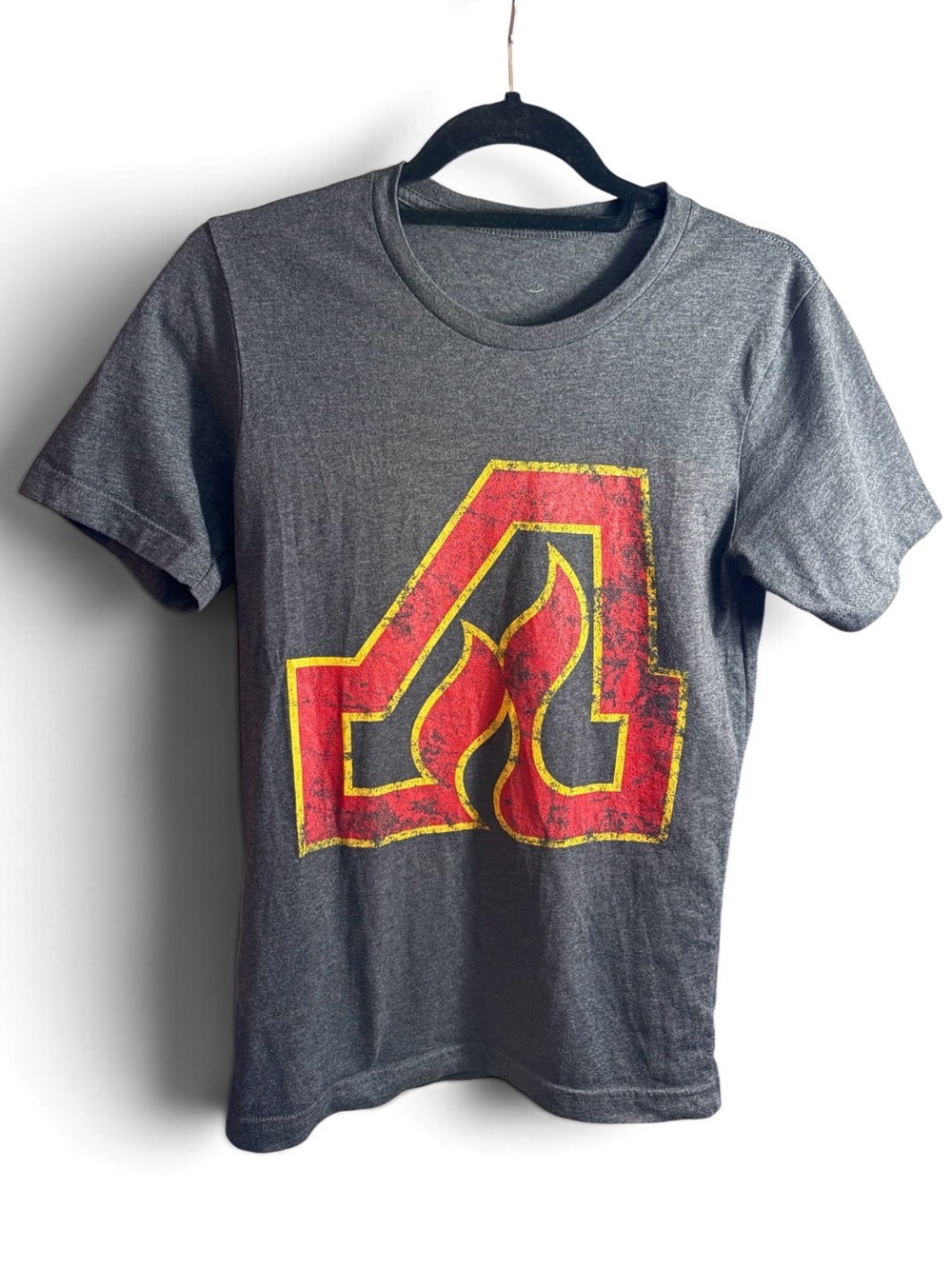 NHL Atlantic Flames Vintage Graphic T-shirt in Grey, Red, and Yellow